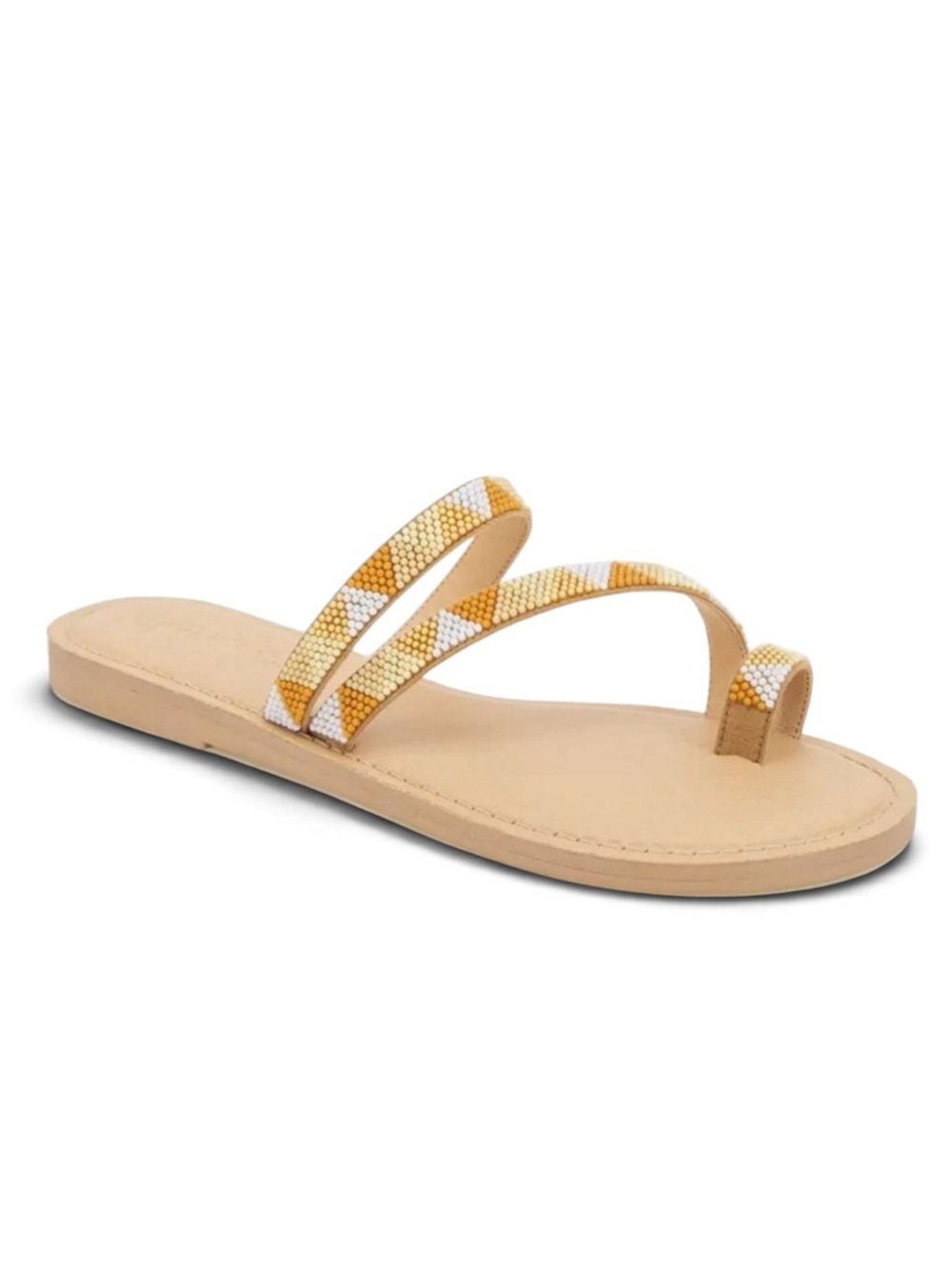 Anthropologie Splendid Capri Beaded Toe-Loop Sandal in Neutral Size 8